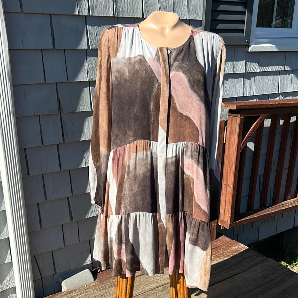 Wilfred Aritzia Oversized Midi Dress Size Small- Flowy- Button Front- High-Low